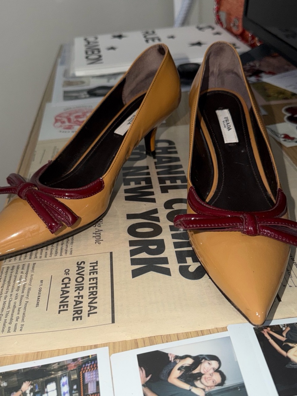 Prada Patent Leather Bow Kitten Heels | Size 37 Vintage - Picture 2 of 7